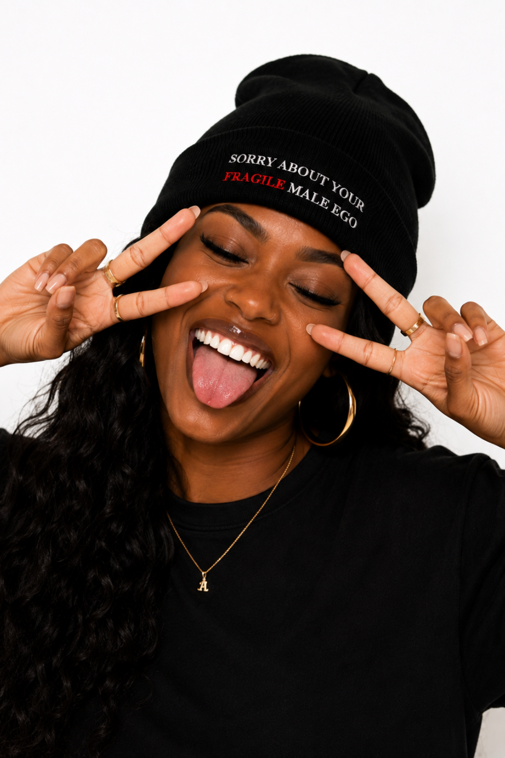 SORRY ABOUT YOUR FRAGILE MALE EGO CUFFED BEANIE - BY LEX
