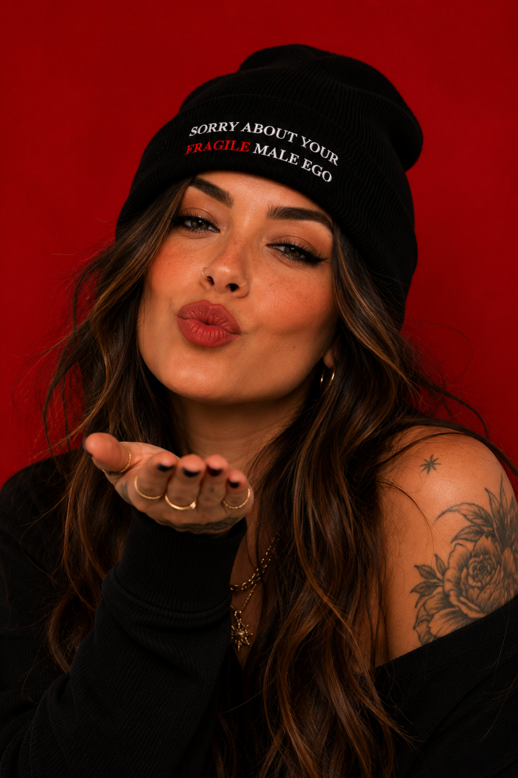 SORRY ABOUT YOUR FRAGILE MALE EGO CUFFED BEANIE - BY LEX