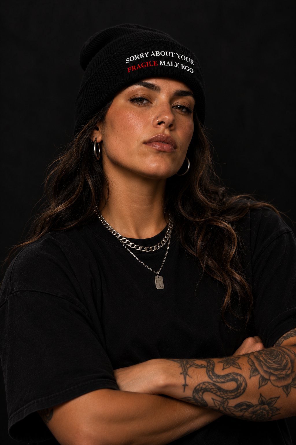 SORRY ABOUT YOUR FRAGILE MALE EGO CUFFED BEANIE - BY LEX